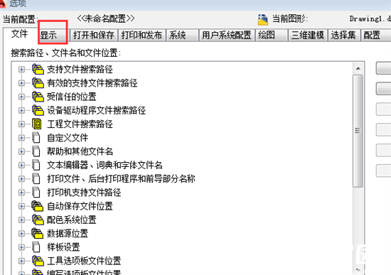 CAD显示设置界面示意图