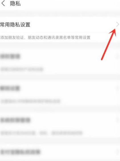 常用隐私设置界面